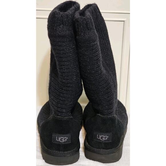 UGG RIBBED CARDI SHEARLING LINED BOOTS BLACK SIZE 8 - Picture 6 of 10